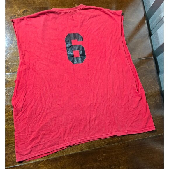 Vtg Red Still Got Game Cut Sleeveless Tee Basketball Graphic Number 6 Humor 80s? - Picture 5 of 8